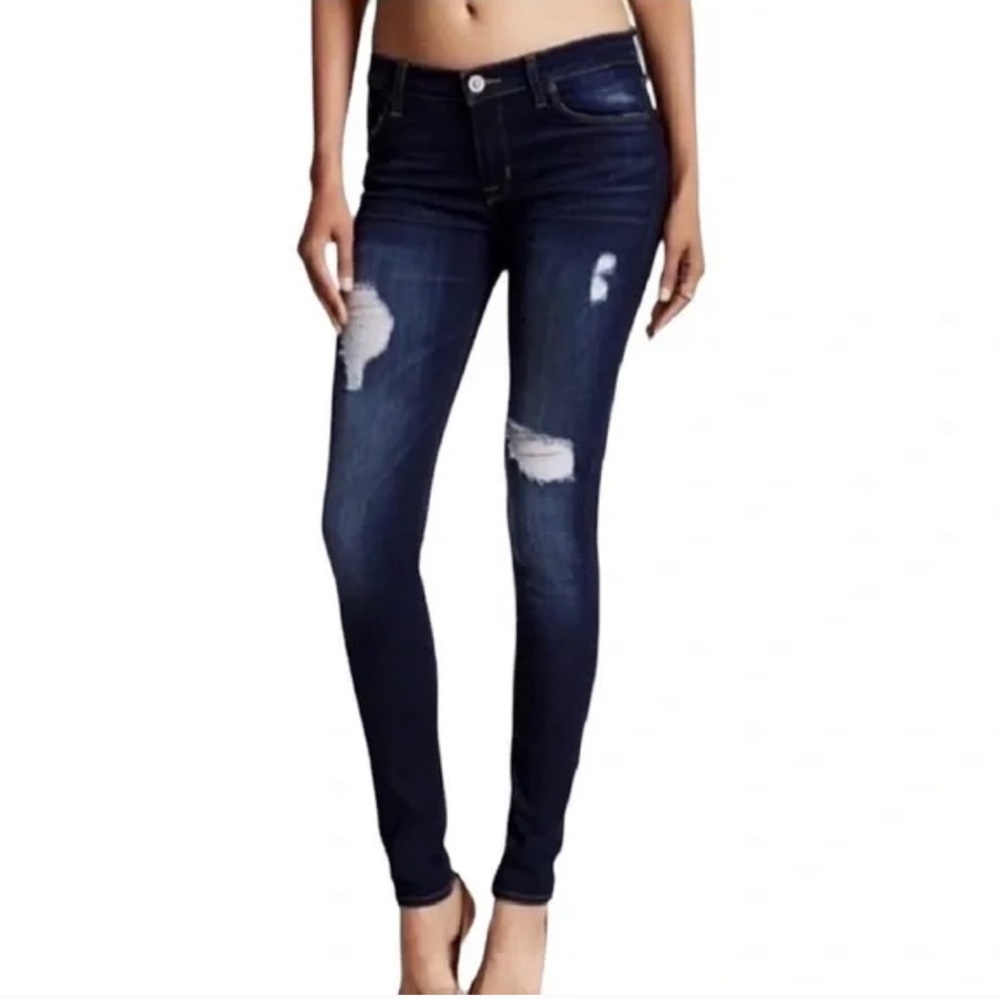 HUDSON Women's Super Skinny Distressed Jeans - Dark Wash - Size 27
